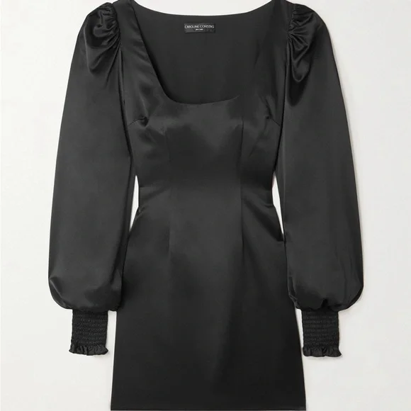 Caroline Constas | Dresses | Nwt Odette Stretch Silk Satin Mini Dress In  Black | Poshmark